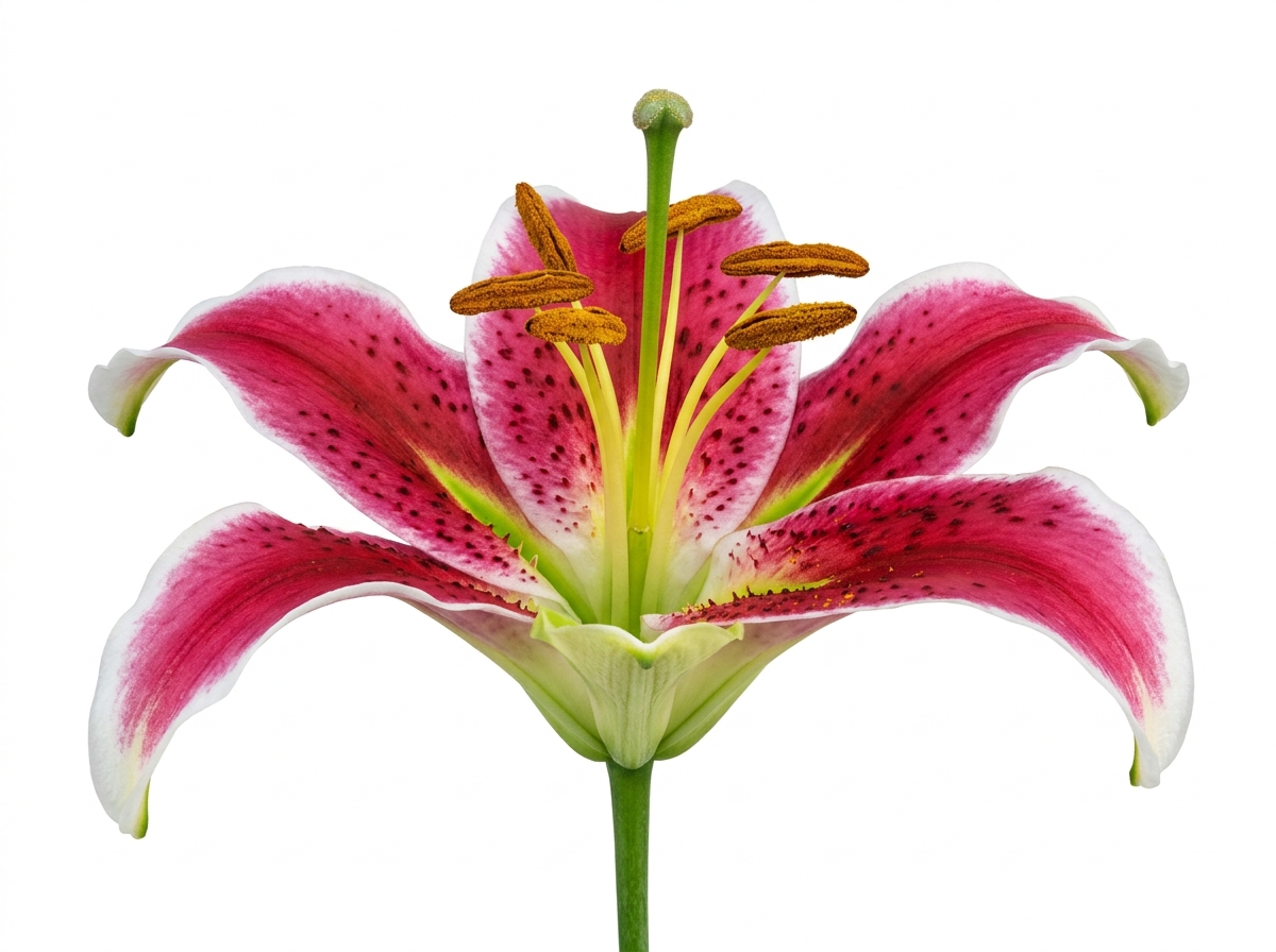 Blooming lily flower anatomy: Petals, Stamen, Carpel, Ovary, Sepal